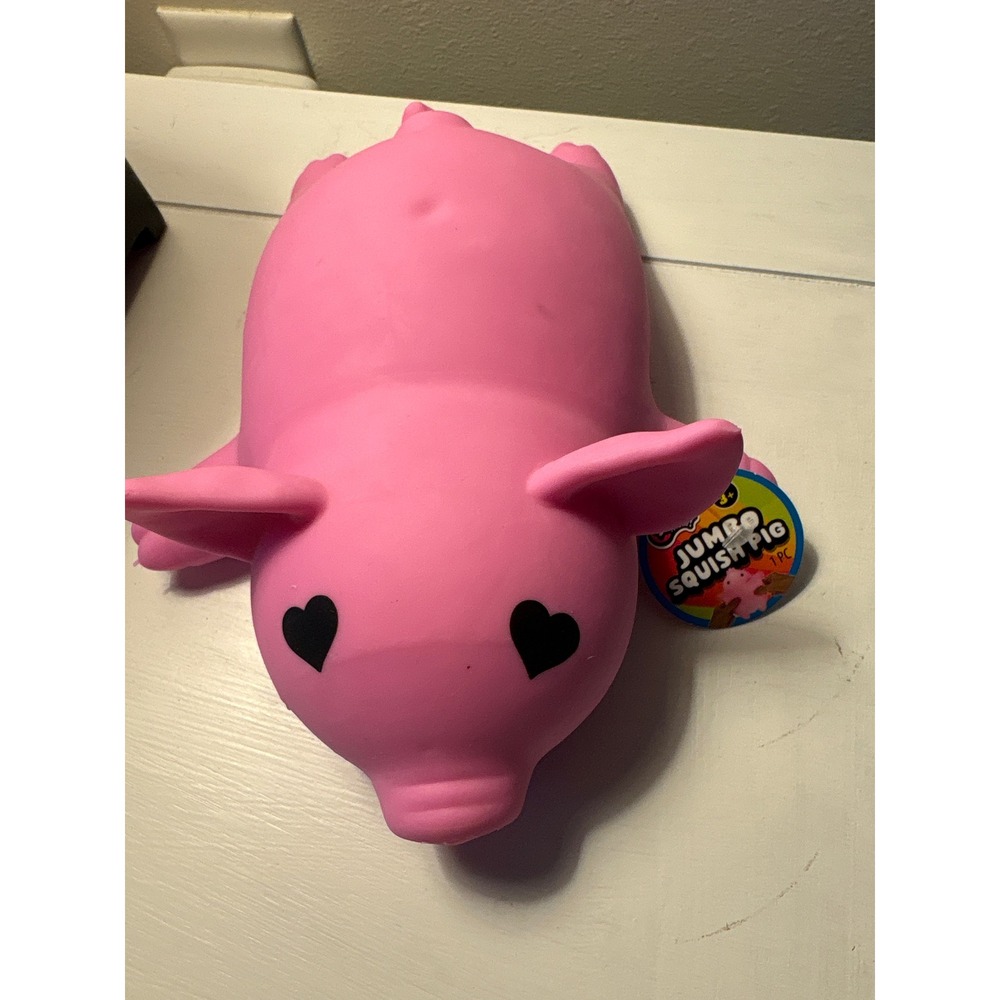 VIRAL Ja-Ru Toys Jumbo Squish Pig Pink Heart Eyes Stretchy Fidget Toy #4565